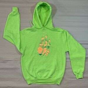 Preston's Stylez Fire Merch Neon Green Metallic Iridescent Flame Hoodie